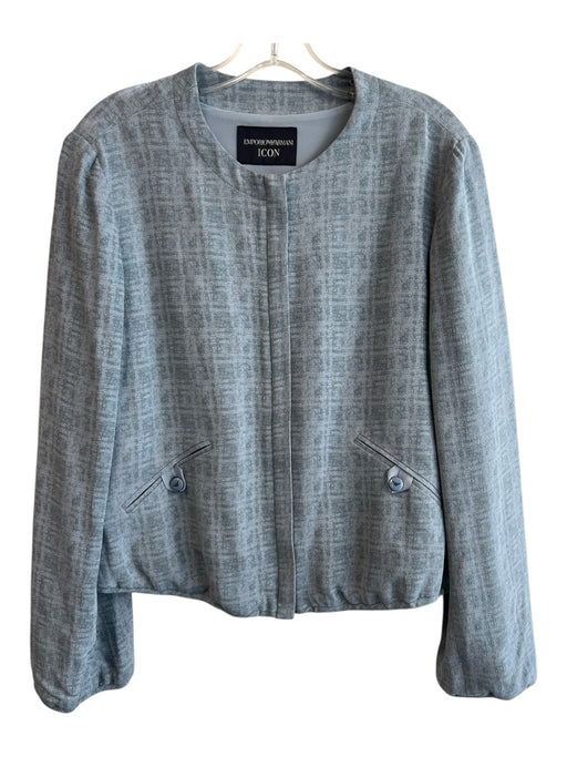Emporio Armani Icon Size 46 Light Blue Acetate & Viscose Front Zip Jacket Light Blue / 46