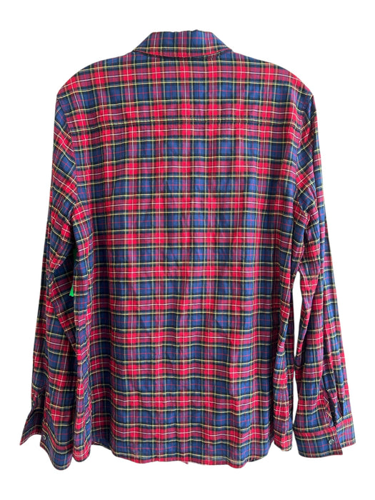 J Mclaughlin Size Large Red & Multi Cotton Blend Plaid Long Sleeve Top Red & Multi / Large