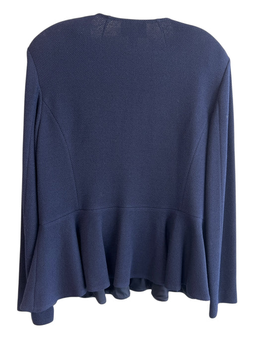 St John Caviar Size 14 Navy Wool Blend Front Zip Peplum Knit Jacket Navy / 14