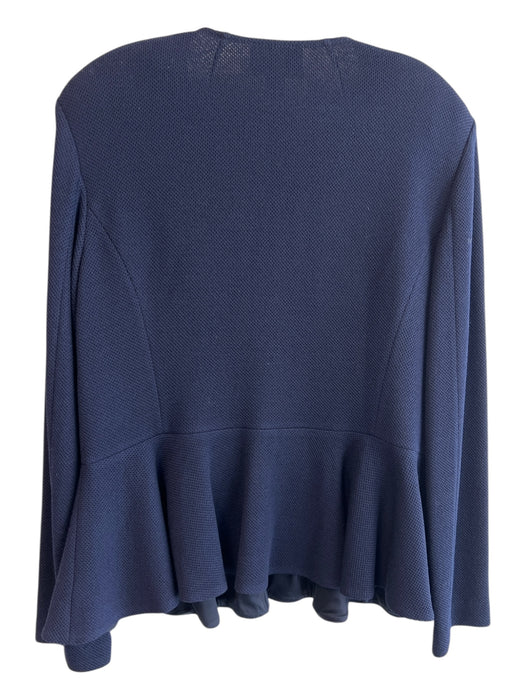 St John Caviar Size 14 Navy Wool Blend Front Zip Peplum Knit Jacket Navy / 14