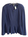 St John Caviar Size 14 Navy Wool Blend Front Zip Peplum Knit Jacket Navy / 14