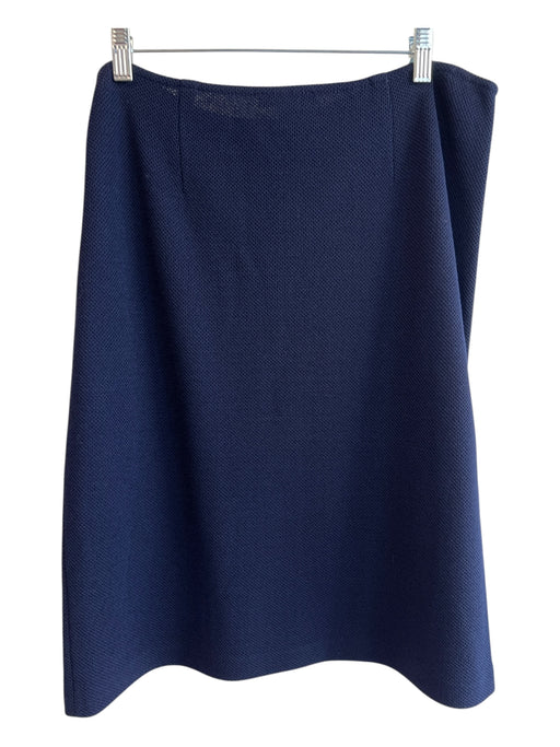 St John Caviar Size 14 Navy Wool Blend Side Zip Knee Length Skirt Navy / 14