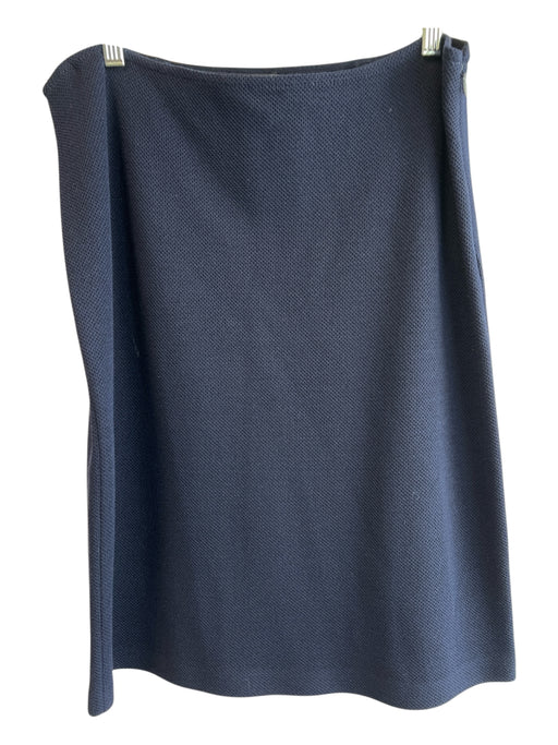 St John Caviar Size 14 Navy Wool Blend Side Zip Knee Length Skirt Navy / 14