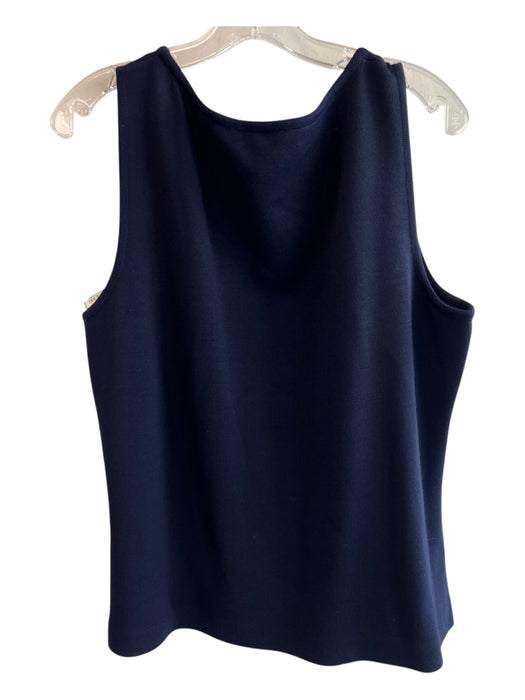 St John Size XL Navy Wool & Rayon Sleeveless Wide Neck Boxy Fit Top Navy / XL