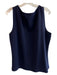 St John Size XL Navy Wool & Rayon Sleeveless Wide Neck Boxy Fit Top Navy / XL