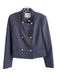 Lafayette 148 Size 12 Navy Wool Blend Double Breast Gold Buttons Boxy Fit Jacket Navy / 12