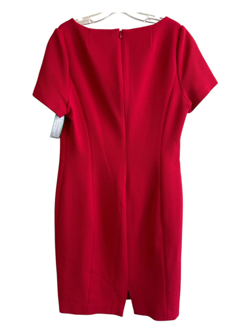 Nina Mclemore Size 8 Red Nylon Back Zip Wide Neck Short Sleeve Below knee Dress Red / 8