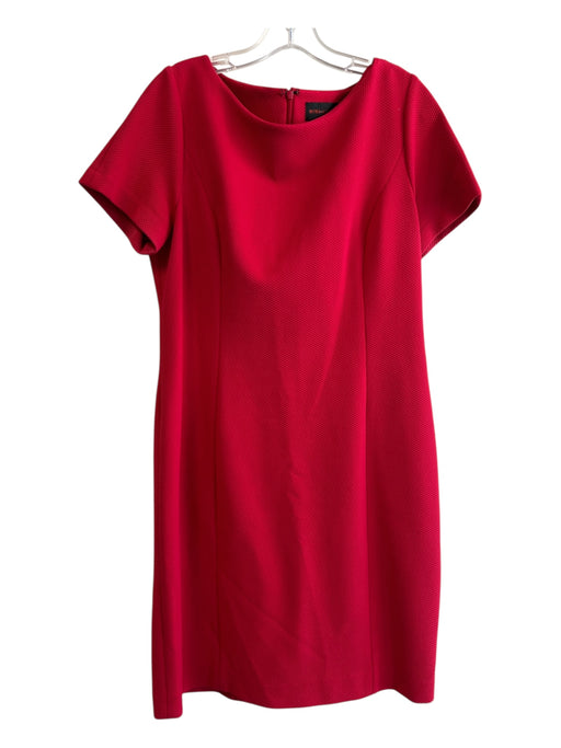 Nina Mclemore Size 8 Red Nylon Back Zip Wide Neck Short Sleeve Below knee Dress Red / 8