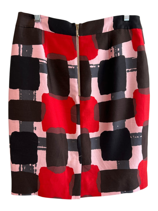 Kate Spade Size 10 Pink, Black & Red Cotton Back Zip All Over Print Skirt Pink, Black & Red / 10