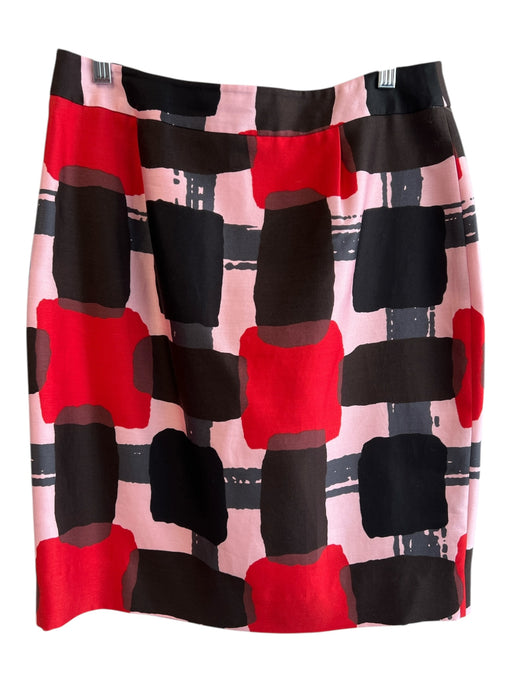 Kate Spade Size 10 Pink, Black & Red Cotton Back Zip All Over Print Skirt Pink, Black & Red / 10