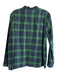 J Mclaughlin Size Large Green & Navy Cotton Plaid Long Sleeve Top Green & Navy / Large