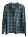 J Mclaughlin Size Large Green & Navy Cotton Plaid Long Sleeve Top Green & Navy / Large