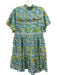 Ro's Garden Size S Turquoise & Yellow Otter floral print Button Detail Dress Turquoise & Yellow / S