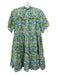 Ro's Garden Size S Turquoise & Yellow Otter floral print Button Detail Dress Turquoise & Yellow / S