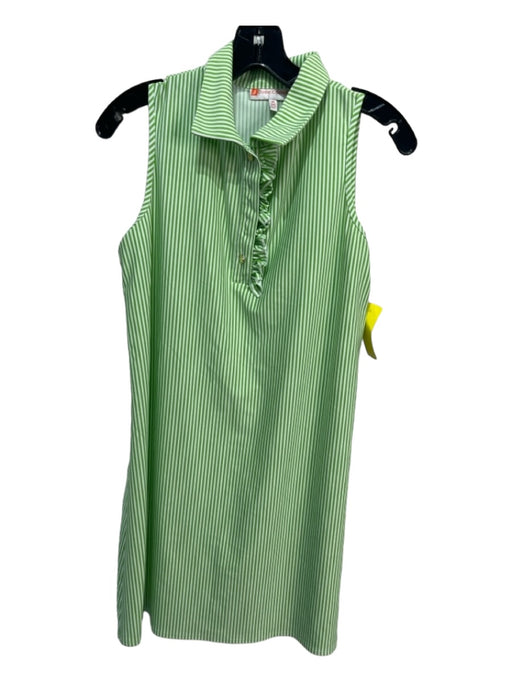 Jude Connally Size XS Green & White Polyester Striped Sleeveless Neck detail Top Green & White / XS