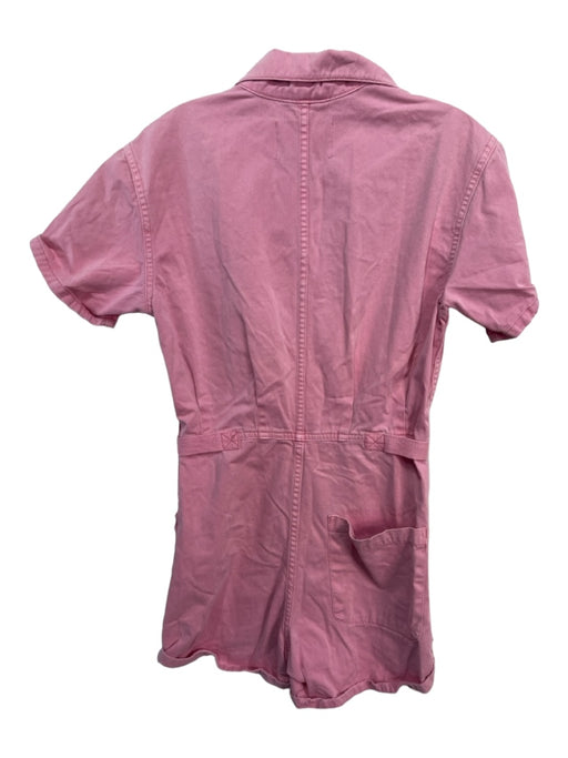 Pistola Size XS Pink Cotton Denim Buttons Pockets Romper Pink / XS