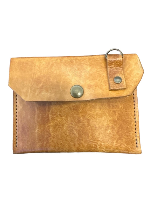 Tan Leather Snap Button Wallets Tan