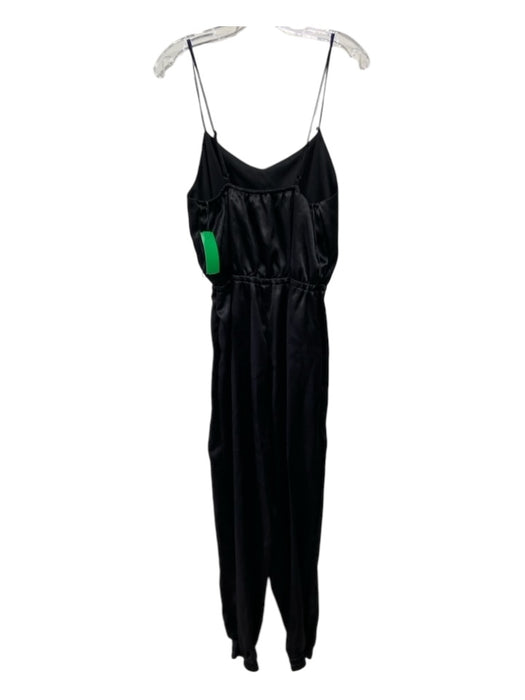 Nicole Miller Size Medium Black Polyester Blend Spaghetti Strap Satin Jumpsuit Black / Medium