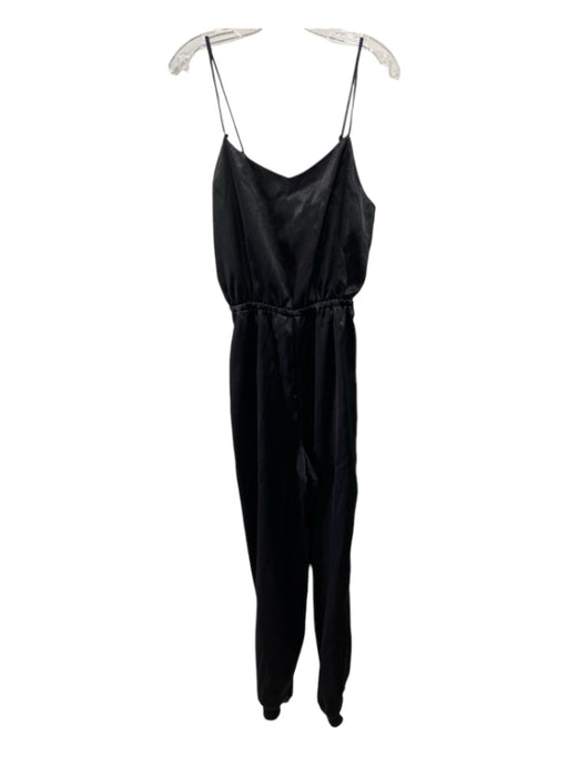 Nicole Miller Size Medium Black Polyester Blend Spaghetti Strap Satin Jumpsuit Black / Medium