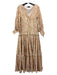 KLEID Size XS Cream, Orange, Brown Polyester Long Sleeve Abstract Leaves Dress Cream, Orange, Brown / XS