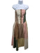 Maeve Size S Brown, Pink, Green Cotton Stripe Patchwork bustier Strapless Dress Brown, Pink, Green / S