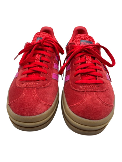 Adidas Shoe Size 7.5 Red & Multi Suede Fabric Block lace up Platform Sneakers Red & Multi / 7.5