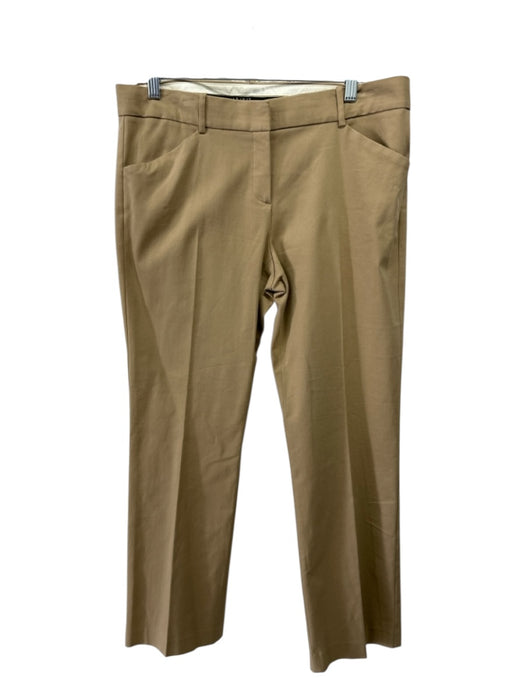 Theory Size 12 Khaki Cotton Blend pleat front Mid Rise Crop Pants Khaki / 12
