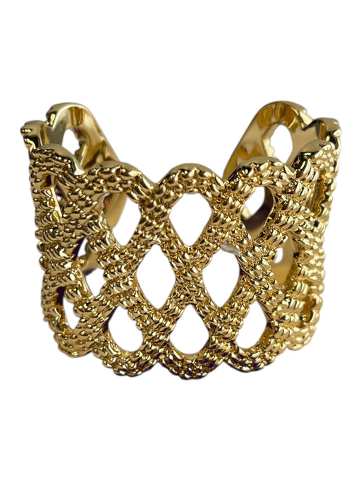 Lilly Pulitzer goldtone Metal Cuff Wide Textured Bracelet goldtone