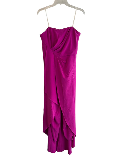 Halston Size 10 Purple Strapless Back Zip Overlay Pleat Detail Jumpsuit Purple / 10