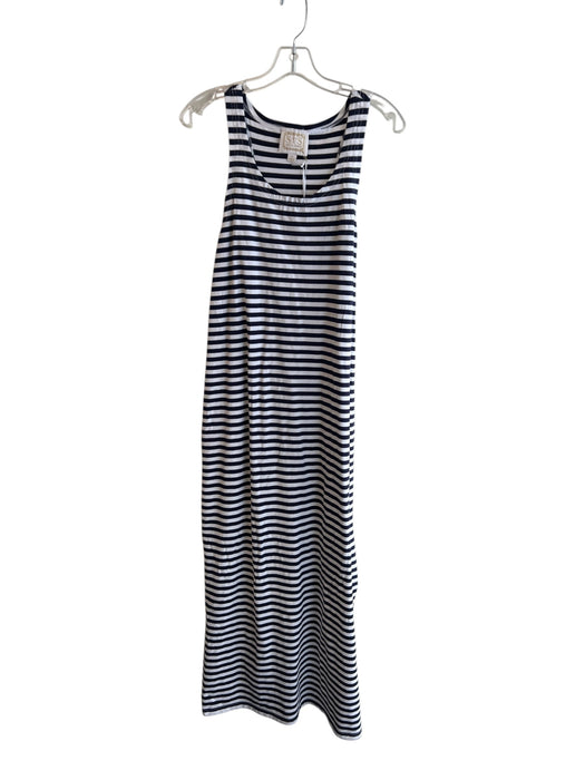 Sail To Sable Size Medium Navy & white Cotton Striped Sleeveless Side Slit Dress Navy & white / Medium