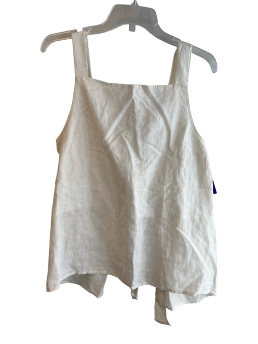 Tribe Alive Size M/L Off White Organic Linen Square Neck Tie Back Sleeveless Top Off White / M/L