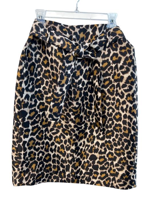 J Crew Size 8 Cream, Black & Brown Polyester Blend Animal Print Back Zip Skirt Cream, Black & Brown / 8