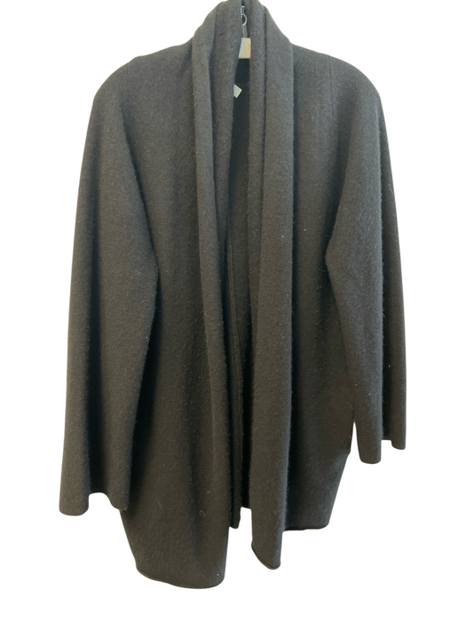 Vince Size Medium Black Cashmere Open Front Mid Length Shawl Collar Sweater Black / Medium