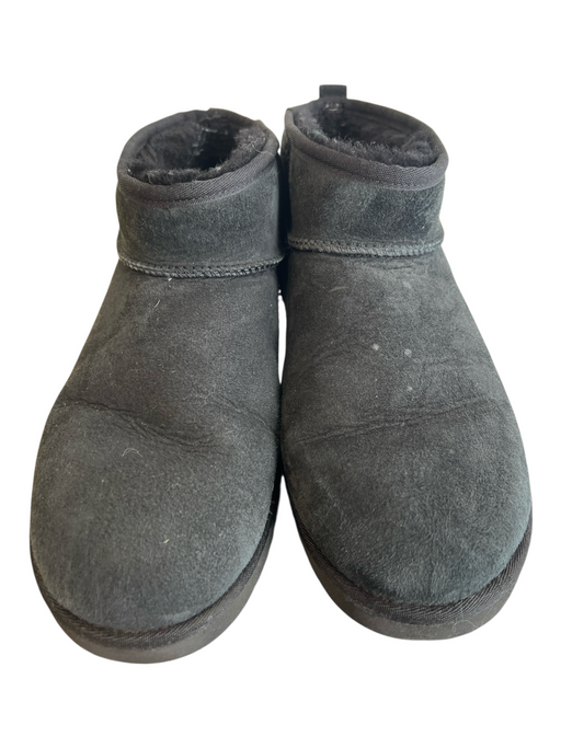 Ugg Shoe Size 11 Black Suede Ankle Bootie Fleece Lined Round Toe Shoes Black / 11