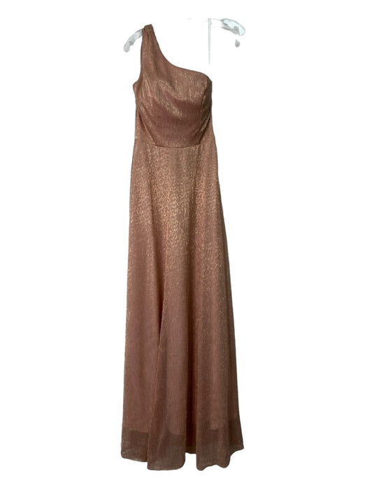 BHLDN Size 4 Champagne Gold Polyester Blend One Shoulder Sleeveless Gown Champagne Gold / 4
