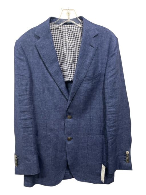 Suitsupply Blue Linen Solid Patch Pocket 2 Button Men's Blazer 40
