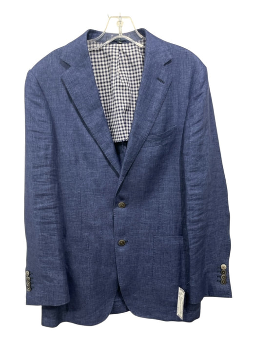 Suitsupply Blue Linen Solid Patch Pocket 2 Button Men's Blazer 40