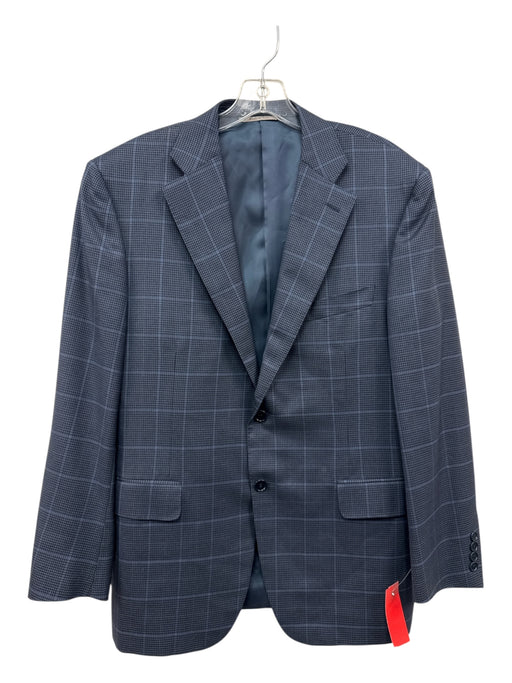 Canali Blue Wool Plaid notched 2 Button Men's Blazer Blue / 50