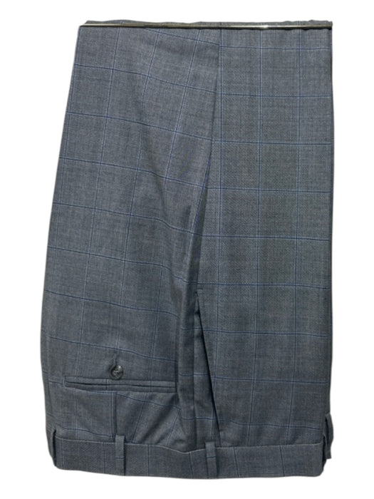 Suitsupply Gray & Blue Wool Blend Windowpane 2 Button Men's Suit Gray & Blue / 50