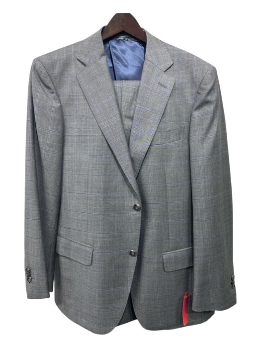 Suitsupply Gray & Blue Wool Blend Windowpane 2 Button Men's Suit Gray & Blue / 50