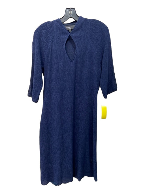 Hilton Hollis Size S Navy Polyester Blend Keyhole Pleated Long Sleeve Dress Navy / S