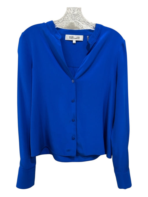 Diane Von Furstenberg Size 4 Electric Blue No Fabric Tag Button Up Top Electric Blue / 4