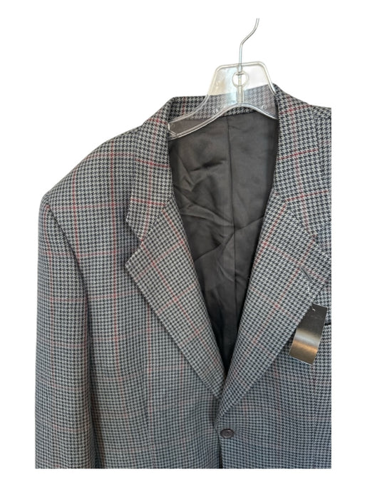 Burberry's Vintage Gray & Navy Print Wool Houndstooth 2 Button Men's Blazer Est M