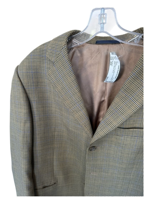 Burberry Tan & Navy Print Wool Houndstooth 3 Button Men's Blazer 41R