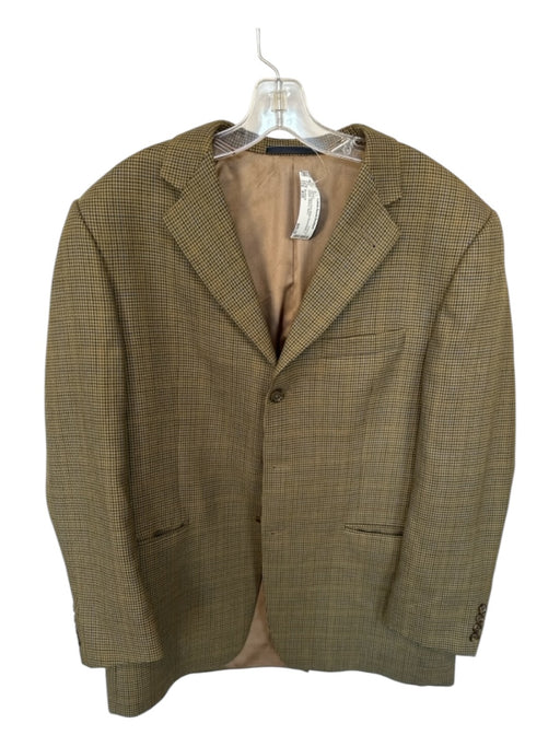 Burberry Tan & Navy Print Wool Houndstooth 3 Button Men's Blazer 41R