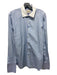 Ted Baker Size 16 Light Blue & White Cotton Striped Men's Long Sleeve Shirt 16