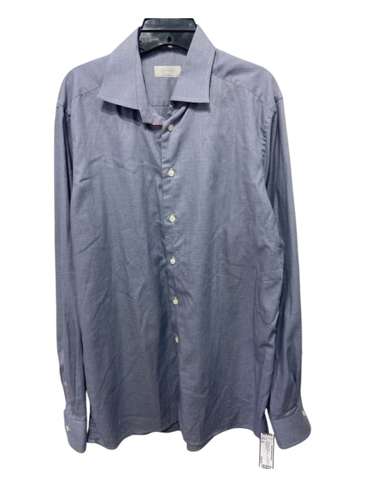 Eton Size 42 Gray & Blue Cotton Micro Button Down Men's Long Sleeve Shirt 42