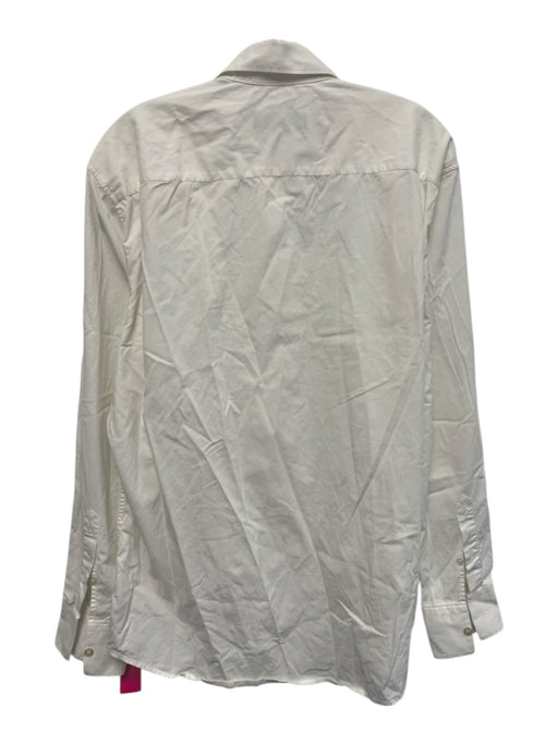 Zegna AS IS Size 16 White Cotton Solid Spread Collar Button up Long Sleeve Shirt White / 16