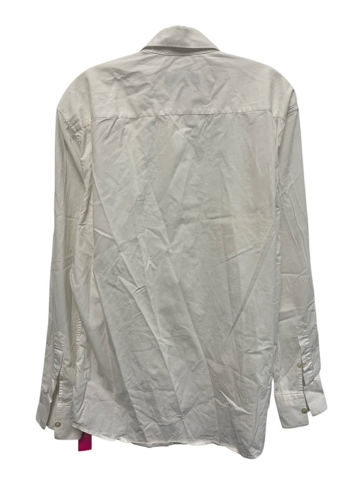 Zegna AS IS Size 16 White Cotton Solid Spread Collar Button up Long Sleeve Shirt White / 16