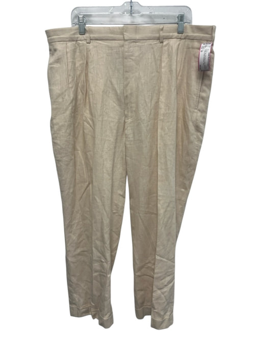 Polo Size 38 Beige Linen Blend Solid Dress Men's Pants Beige / 38